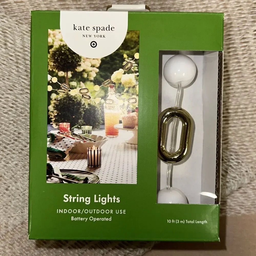 kate spade x Target Indoor Outdoor White Gold Tone String Lights